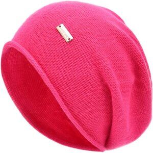 Cashmere Slouchy Knit Beanie Hat for Women Rose